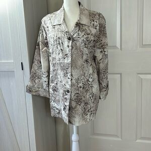 Chicos NWT Crème/Brown/Floral Jacket Sz 3